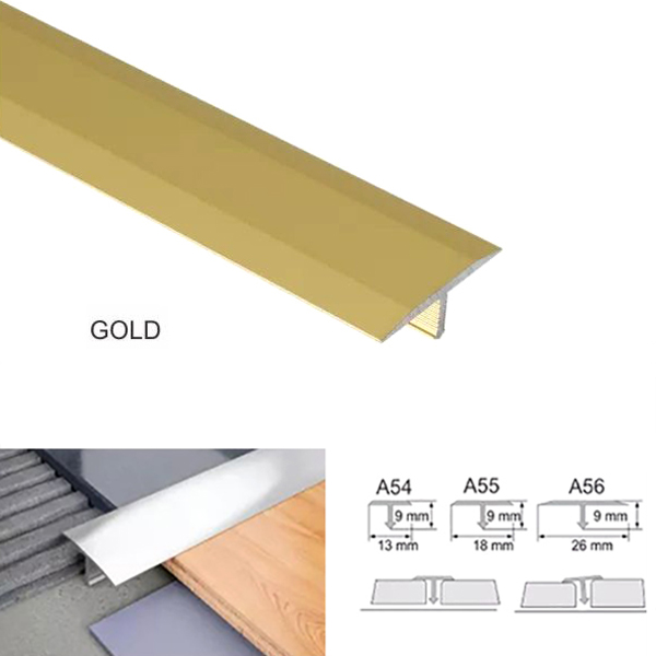 13mm Anodised Aluminium Door Threshold Trim T Bar Transition Strip For Tiles