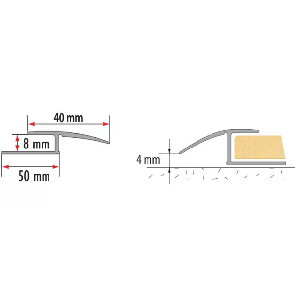 1m Aluminium Door Edging Floor Trim-Threshold- ZET O Profile