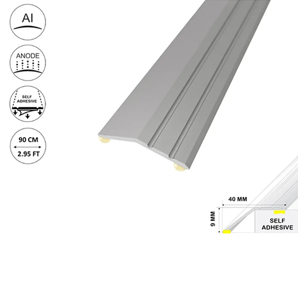 1m Anodised Aluminium Door Floor Bar Edge Trim Threshold Ramp Self Adhesive