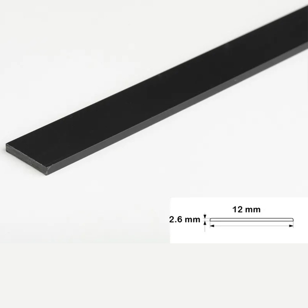 1m Durable Black PVC Flat Bar Trim Architrave, Cover