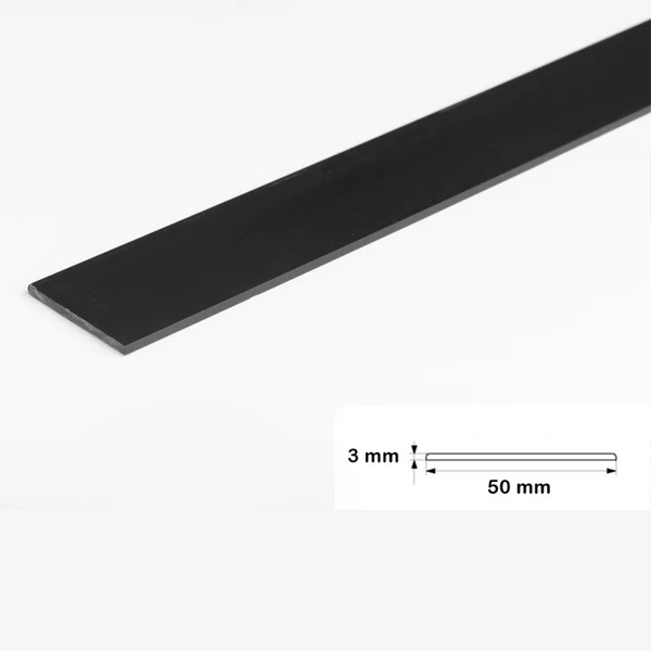 1m Durable Black PVC Flat Bar Trim Architrave, Cover