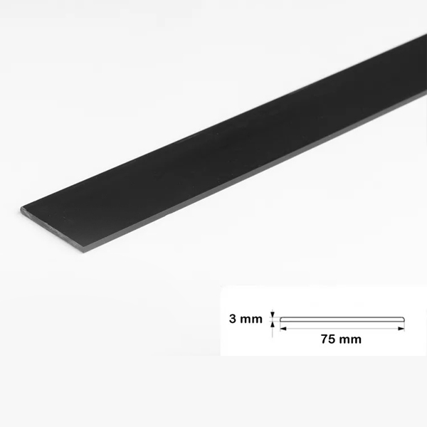 1m Durable Black PVC Flat Bar Trim Architrave, Cover