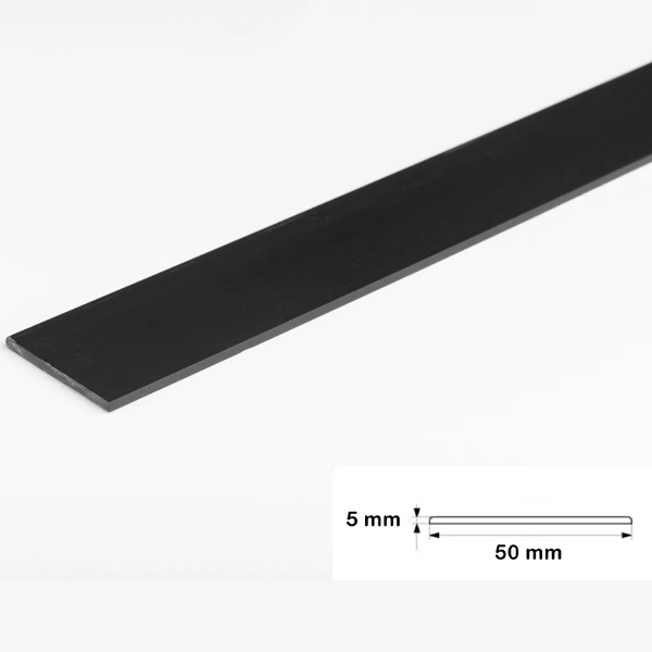 1m Durable Black PVC Flat Bar Trim Architrave, Cover