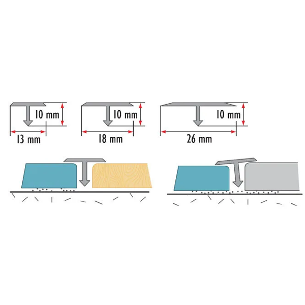 1m T Bar Aluminium Threshold Trim Door Strip Profile