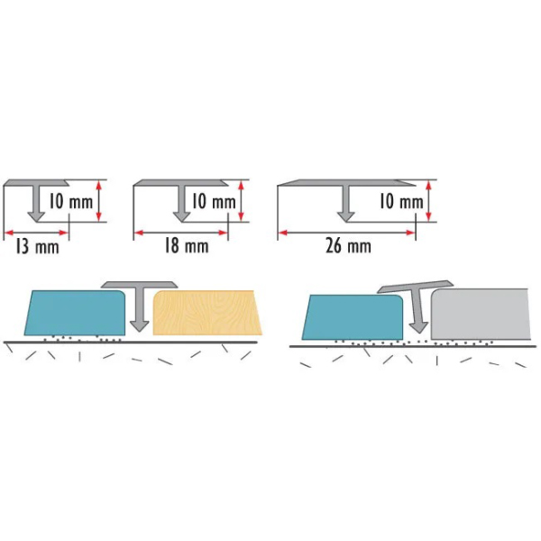 2.5m T Bar Threshold Trim Aluminium Door Strip Profile