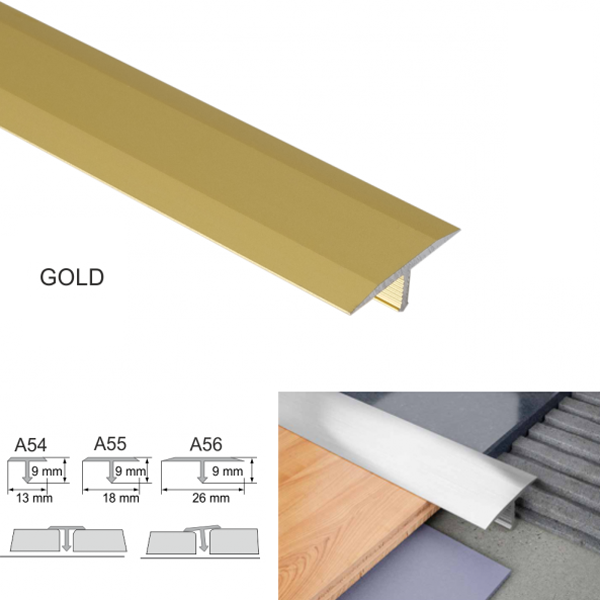 26mm Anodised Aluminium Threshold Trim T Bar Transition Trim For Tiles