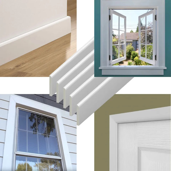 95cm UPVC Architrave White - Plastic Skirting Board - Window / Door Trim (Pack of 5)