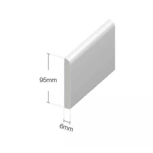 95cm UPVC Architrave White - Plastic Skirting Board - Window / Door Trim (Pack of 5)