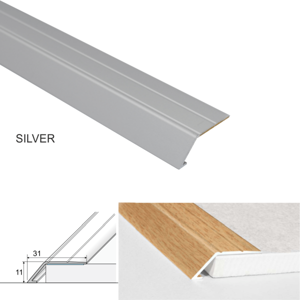 Aluminium Door Thresholds Ramp Self Adhesive For Connecting Wooden, Laminate, Carpet, Vinyl Floors