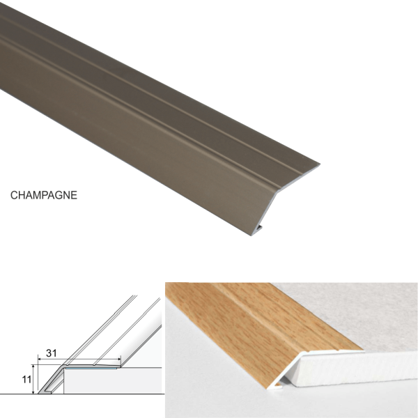 Aluminium Door Thresholds Ramp Self Adhesive For Connecting Wooden, Laminate, Carpet, Vinyl Floors