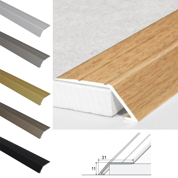 Aluminium Door Thresholds Ramp Self Adhesive For Connecting Wooden, Laminate, Carpet, Vinyl Floors