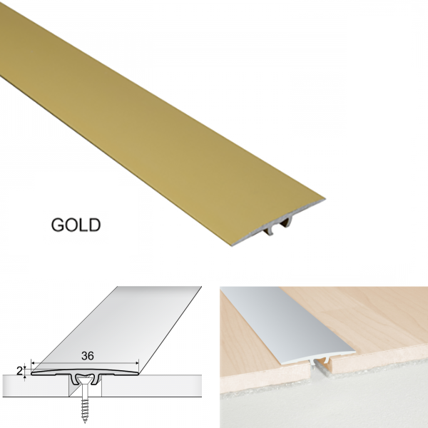 Aluminium Flat Door Threshold A68 36mm Anodised Profile