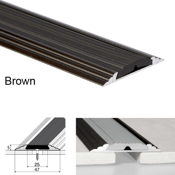 Aluminium Flat Non Slip Door Threshold A10 50mm Profile Anodised