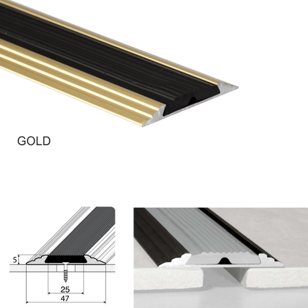 Aluminium Flat Non Slip Door Threshold A10 50mm Profile Anodised