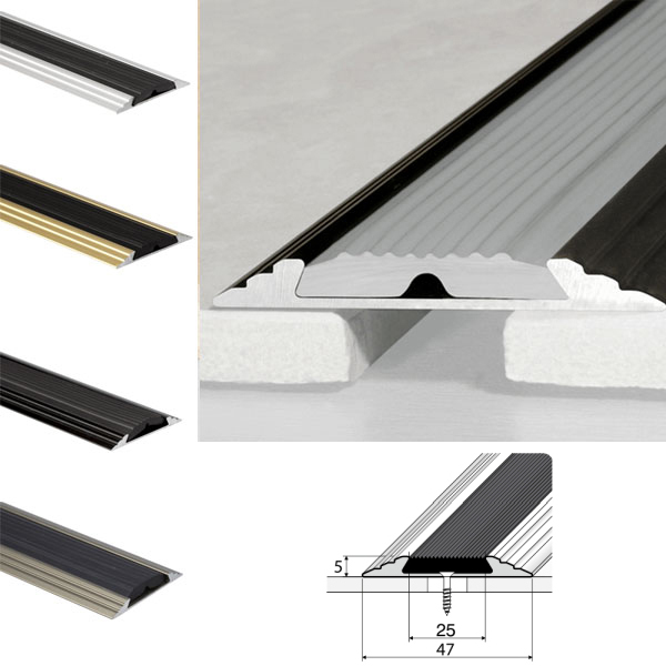 Aluminium Flat Non Slip Door Threshold A10 50mm Profile Anodised