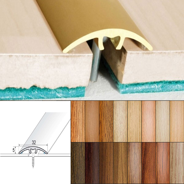 Aluminium Wood Effect Door Threshold for Connecting Wooden, Laminate, Carpet, Vinly Floors