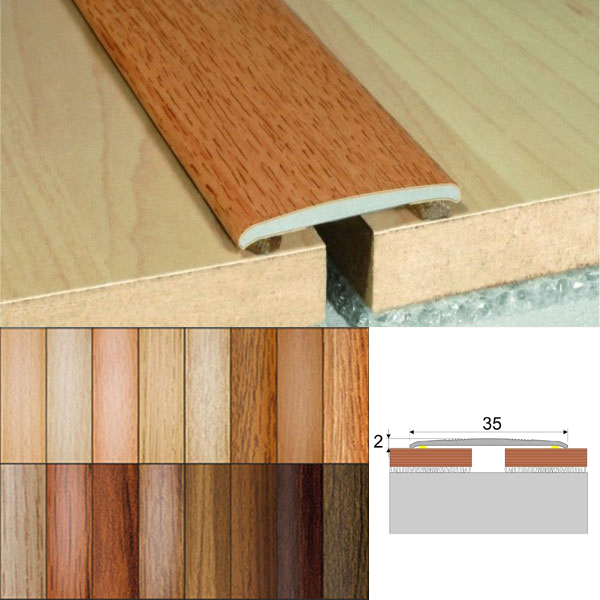 Flat Aluminium Wood Effect Door Threasholds Self Adhesive