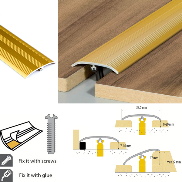 Push In Aluminium Door Bars Threshold Strip Transition Trim Laminate Tiles